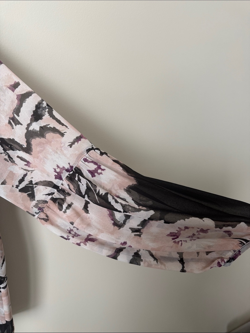 Calvin Klein Black Blouse with Soft Pink and Mauve Floral Print - Picture 4 of 11